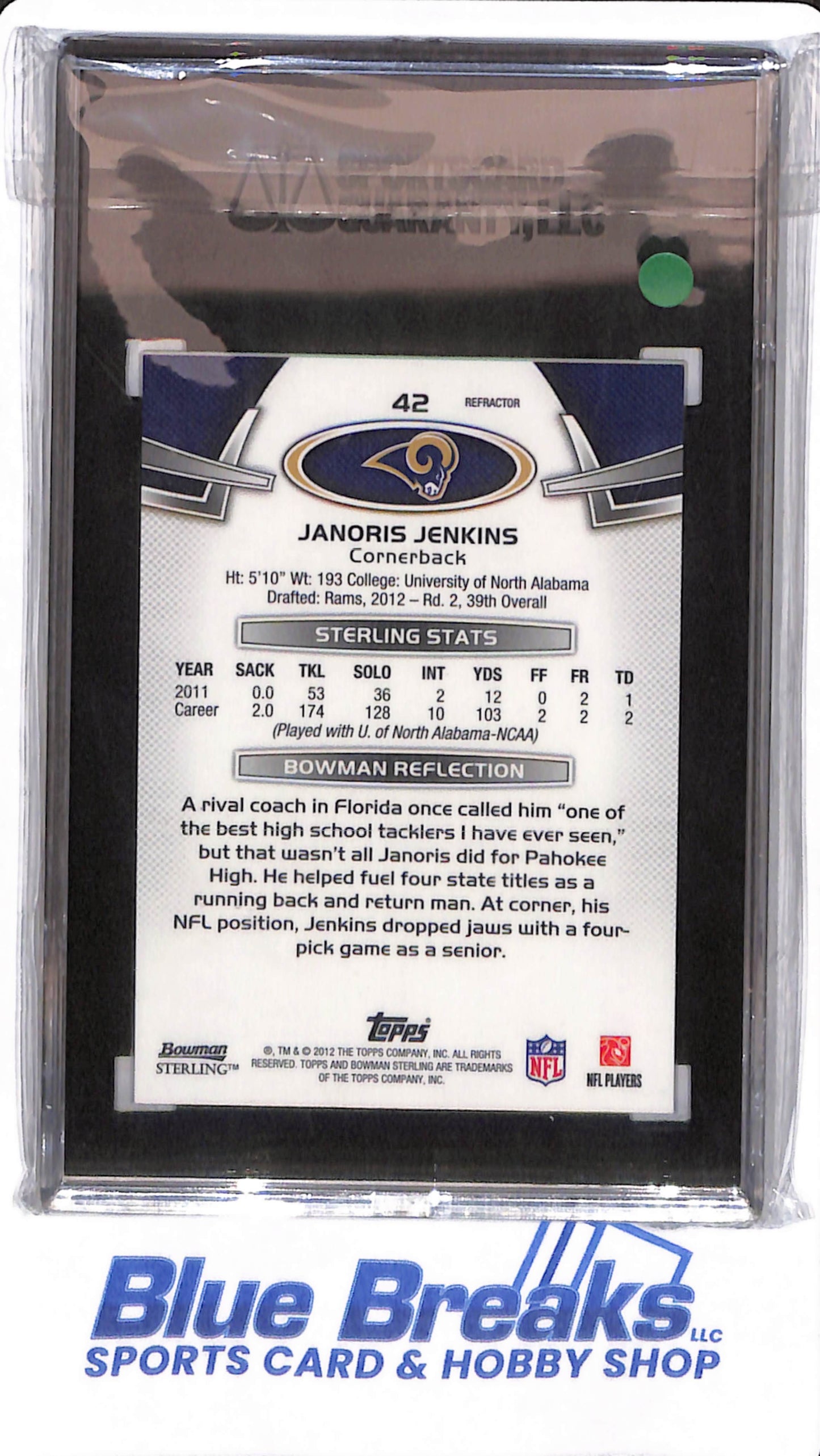 2012 Bowman Sterling - Janoris Jenkins - # 42 - St Louis Rams - Football - Gold Refractor - 23/50