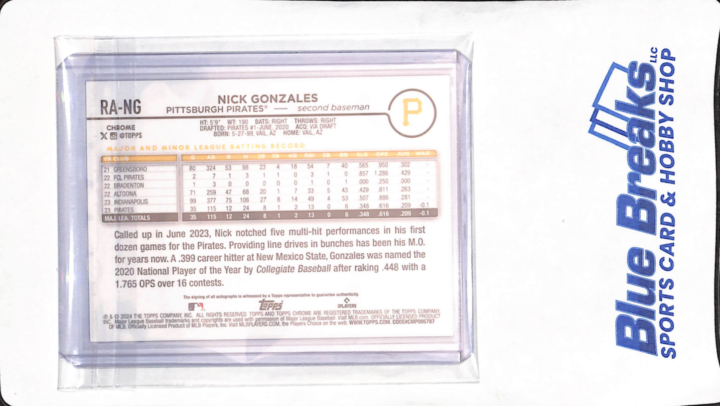 2024 Topps Chrome - Lava Lamp - Nick Gonzales - auto - 223/299 - RC - #RA-NG - baseball - Pirates