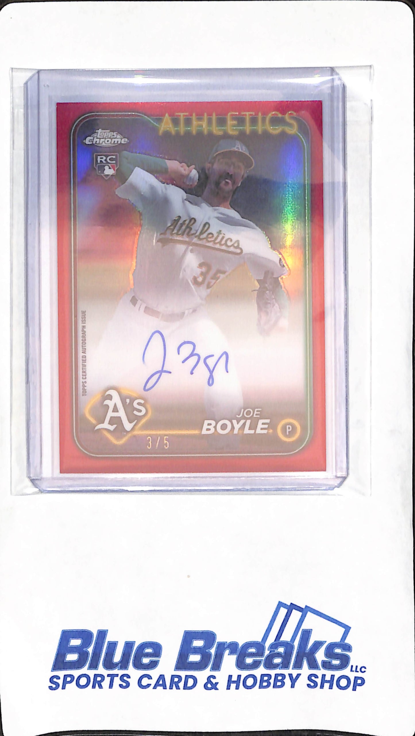 2024 Topps Chrome - red - Joe Boyle - auto - 3/5 - RC - #RA-JBY - baseball - Athletics