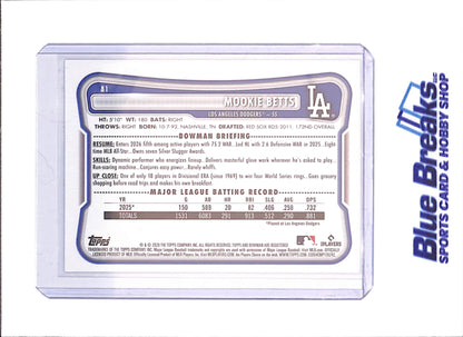2026 Bowman - Mookie Betts - Purple Pattern - 20/250 - Los Angeles Dodgers - Baseball - #81