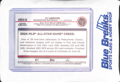 2024 Topps Chrome - CJ Abrams - MLB All-Star Game Autograph - Washington Nationals - Baseball - 08/10 - #ASGCA-CA