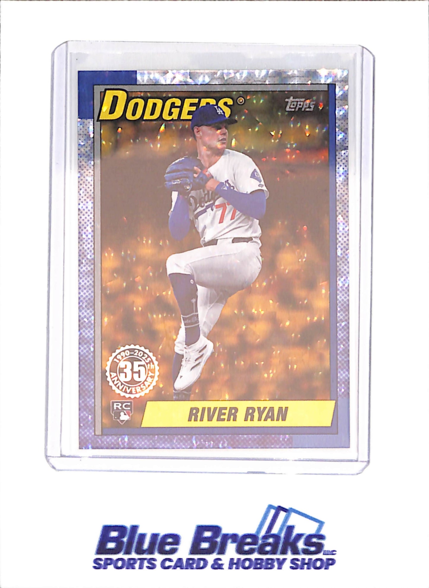 2025 Topps - River Ryan - RC - Gold Crackle Foilboard - 8/50 - Los Angeles Dodgers - Baseball - #T90-49 - drop
