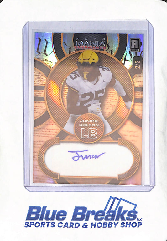 2024 Wild Card Auto Mania - Junior Colson - Rookie Autograph - Los Angeles Chargers - Football - 2/2 - #AMAC-JC