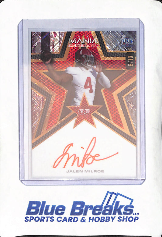 2024 Wild Card Auto Mania - Jalen Milroe - Red Autograph - Alabama - Football - 8/10 - #AMAS-JM