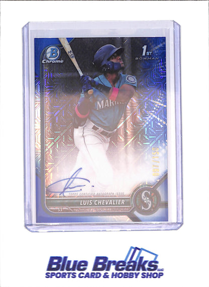 2022 Bowman Chrome - Luis Chevalier - 1st Bowman Autograph - Blue Mojo - 97/150 - Seattle Mariners - Baseball - #CPA-LC - drop