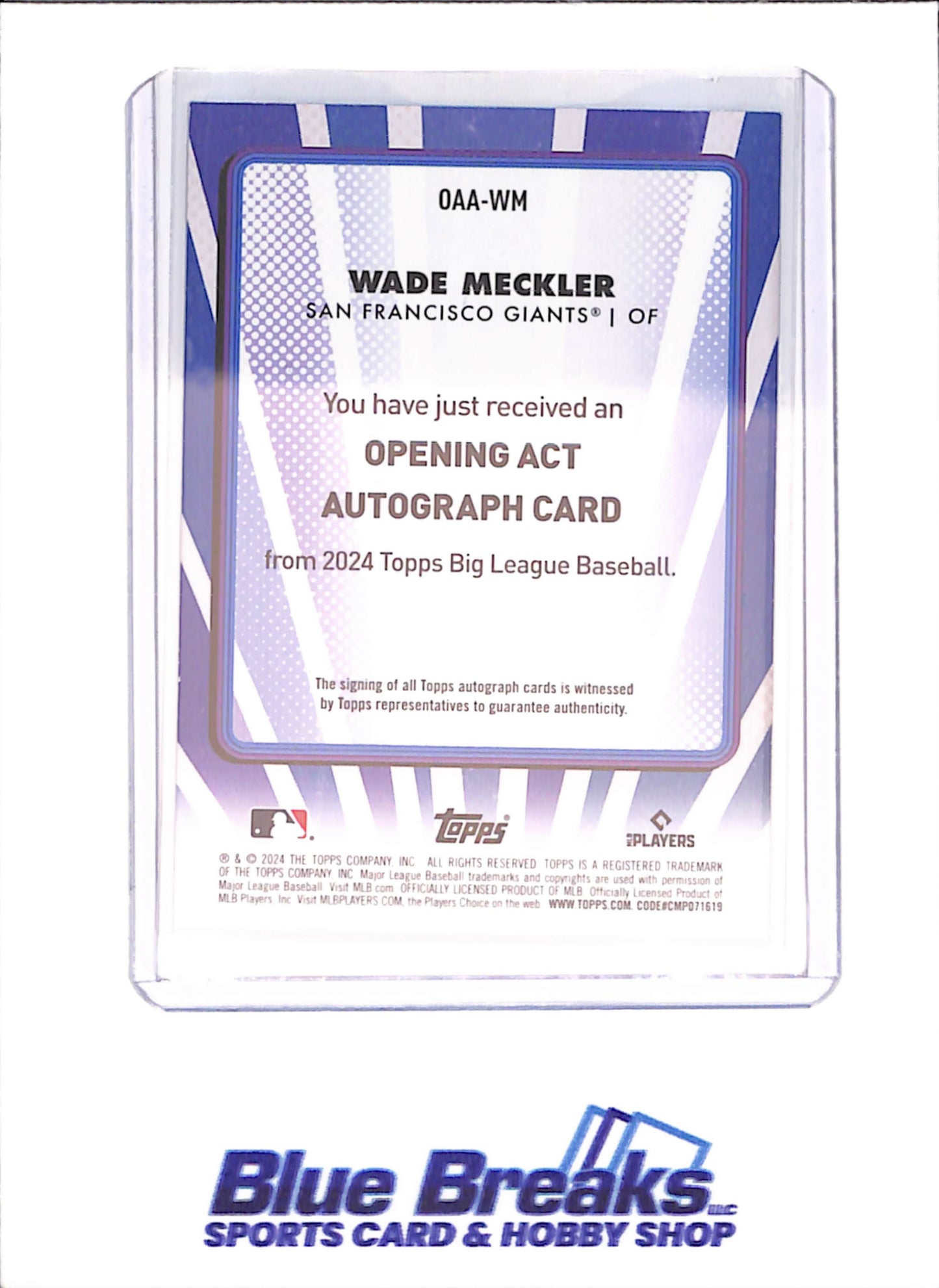 2024 Topps Big League - Wade Meckler - Opening Act Autograph - RC - San Francisco Giants - Baseball - #OAA-WM - drop