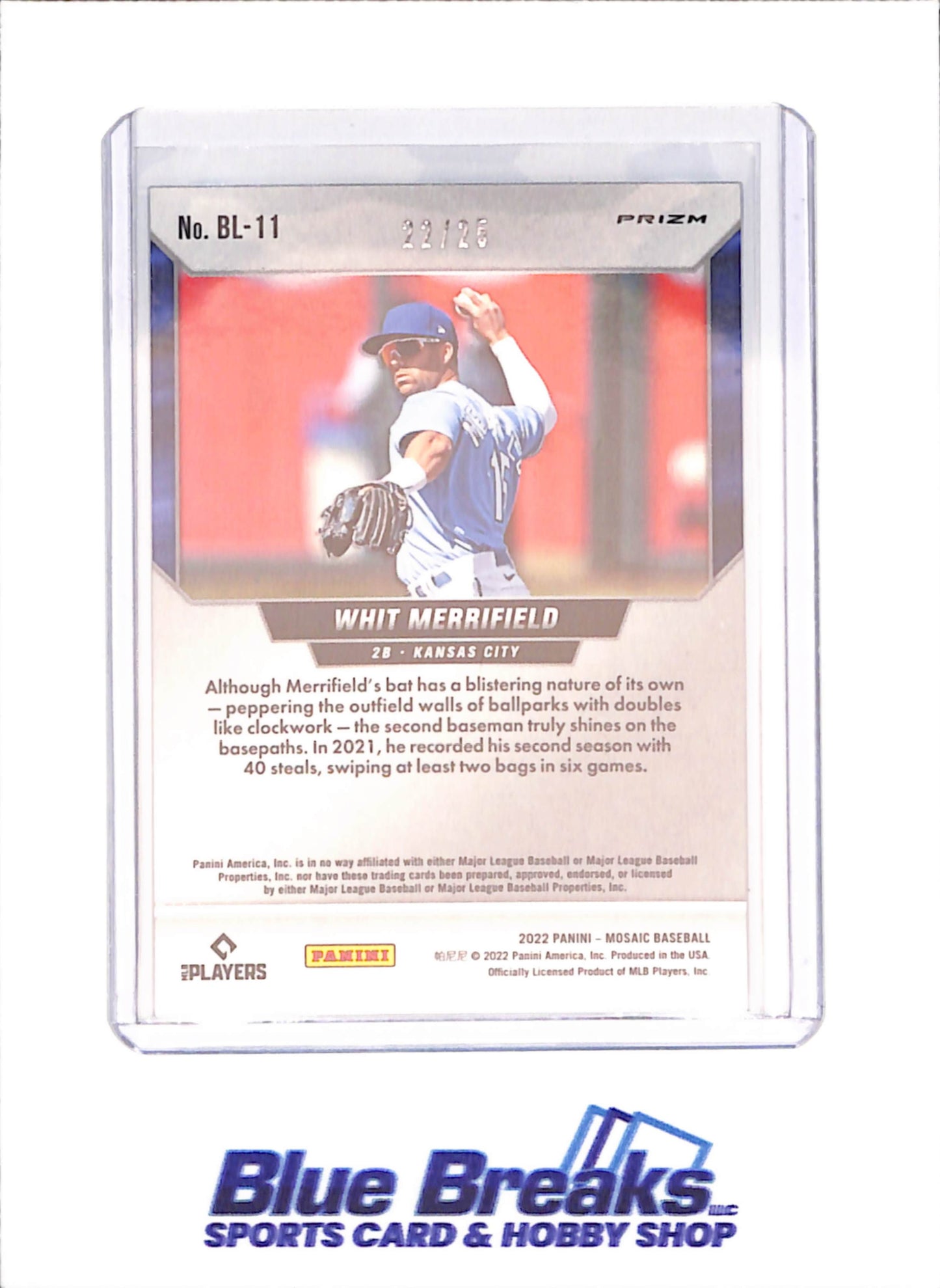 2022 Panini Mosaic - Whit Merrifield - Blistered - 22/25 - Kansas City Royals - Baseball - #BL-11 - drop
