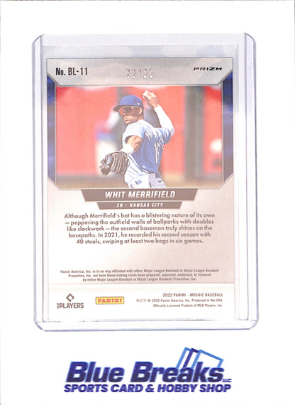 2022 Panini Mosaic - Whit Merrifield - Blistered - 22/25 - Kansas City Royals - Baseball - #BL-11 - drop