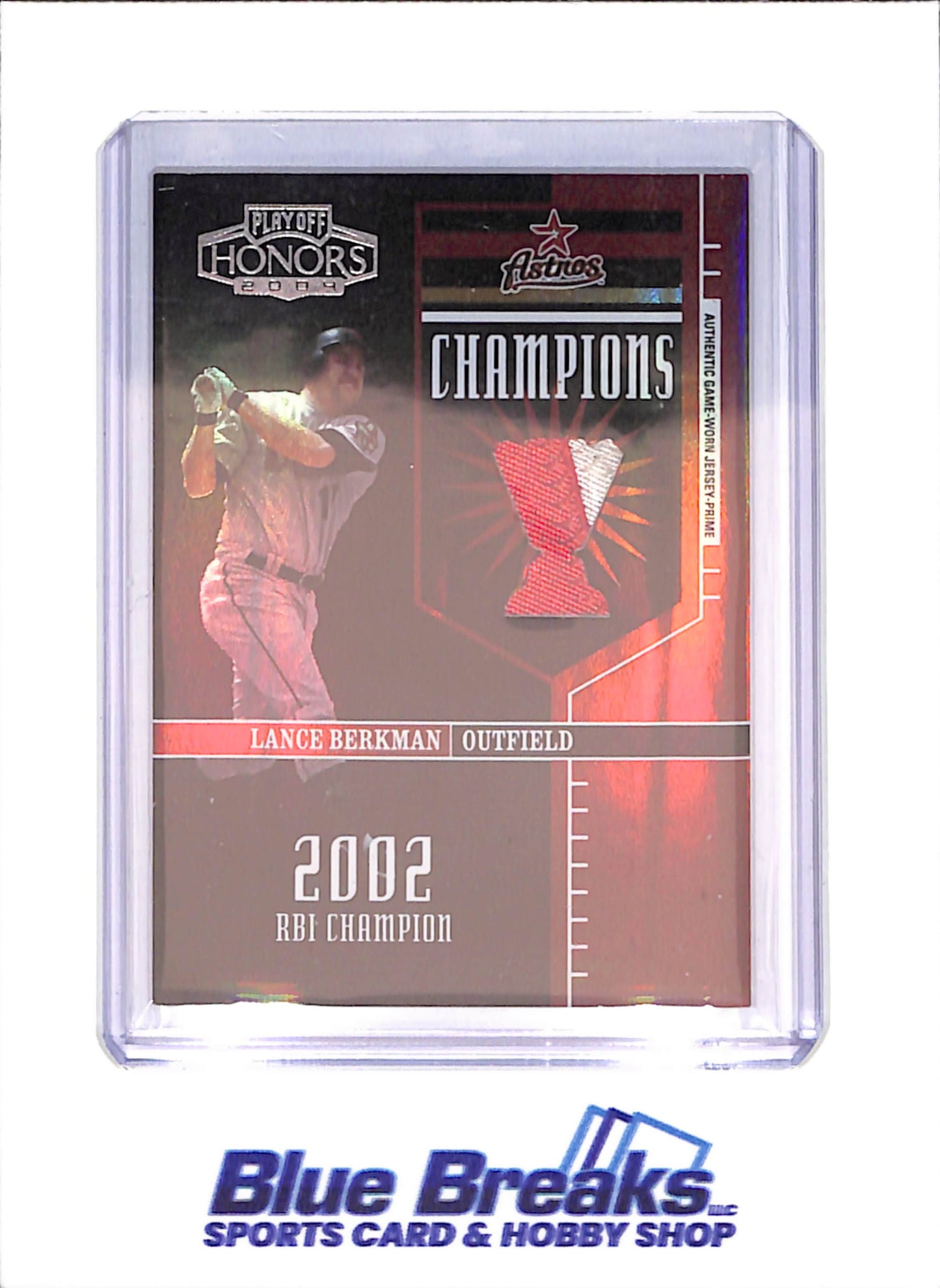 2004 Playoff Honors - Lance Berkman - Astros Champions - Game-worn Relic - 6/10 - Houston Astros - Baseball - #C-19 - drop