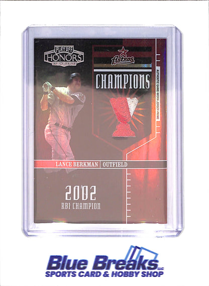 2004 Playoff Honors - Lance Berkman - Astros Champions - Game-worn Relic - 6/10 - Houston Astros - Baseball - #C-19 - drop