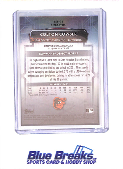 2022 Bowman Sterling - Colton Cowser - Refractor - 118/199 - Baltimore Orioles - Baseball - #BSP-72 - drop