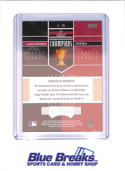 2004 Playoff Honors - Lance Berkman - Astros Champions - Game-worn Relic - 6/10 - Houston Astros - Baseball - #C-19 - drop