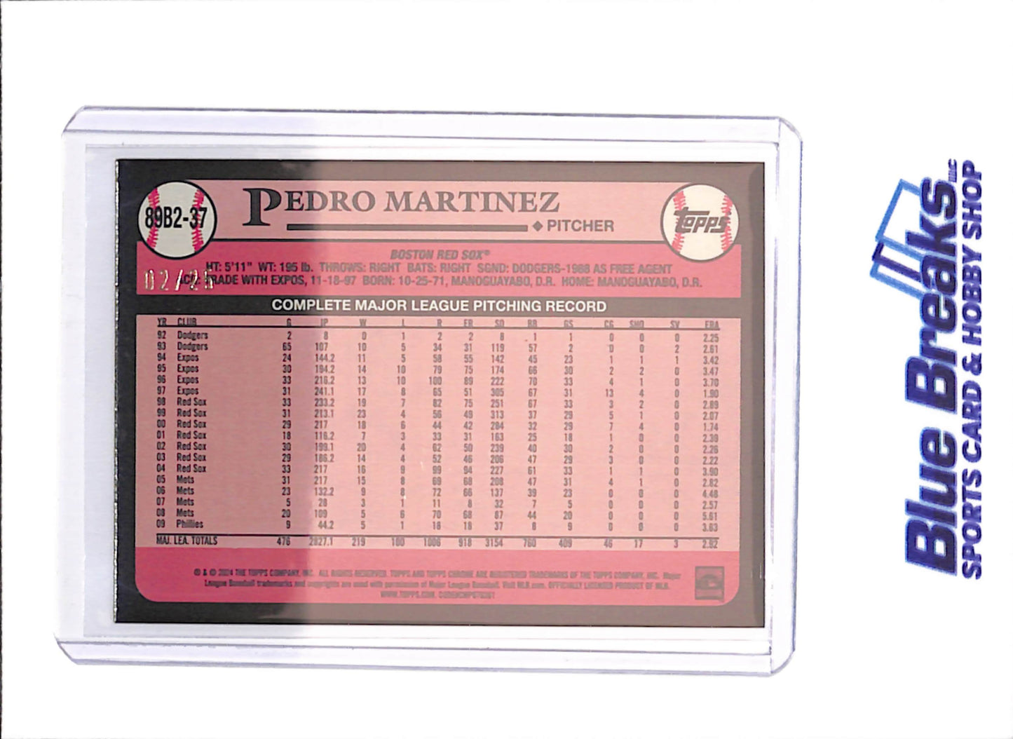 2024 Topps - Pedro Martinez - Orange Crackle Foilboard - 2/25 - Boston Red Sox - Baseball - #89B2-37 - drop