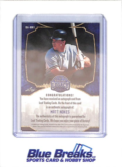 2024 Leaf Bronx Legacy - Matt Nokes - Autograph - 33/75 - New York Yankees - Baseball - #BA-MN1 - drop