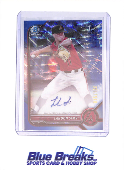2022 Bowman Chrome - Landon Sims - Bowman 1st Autograph - Blue 15/150 - Arizona Diamondbacks - Baseball - #CDA-LSS - drop