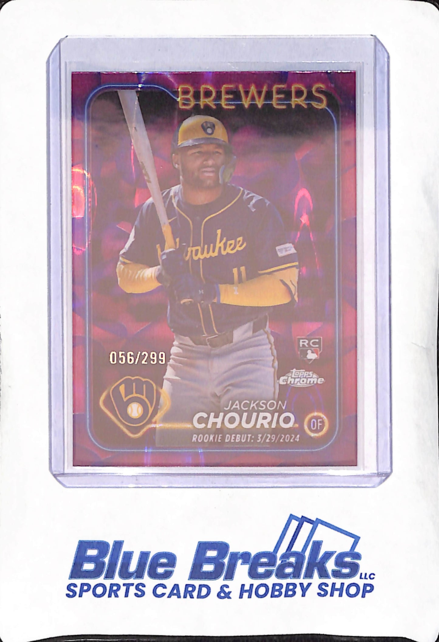 2024 Topps Chrome - Jackson Chourio - Magenta Raywave - Milwaukee Brewers - Baseball - RC - 56/299 - #USC30