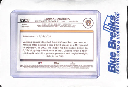 2024 Topps Chrome - Jackson Chourio - Magenta Raywave - Milwaukee Brewers - Baseball - RC - 56/299 - #USC30
