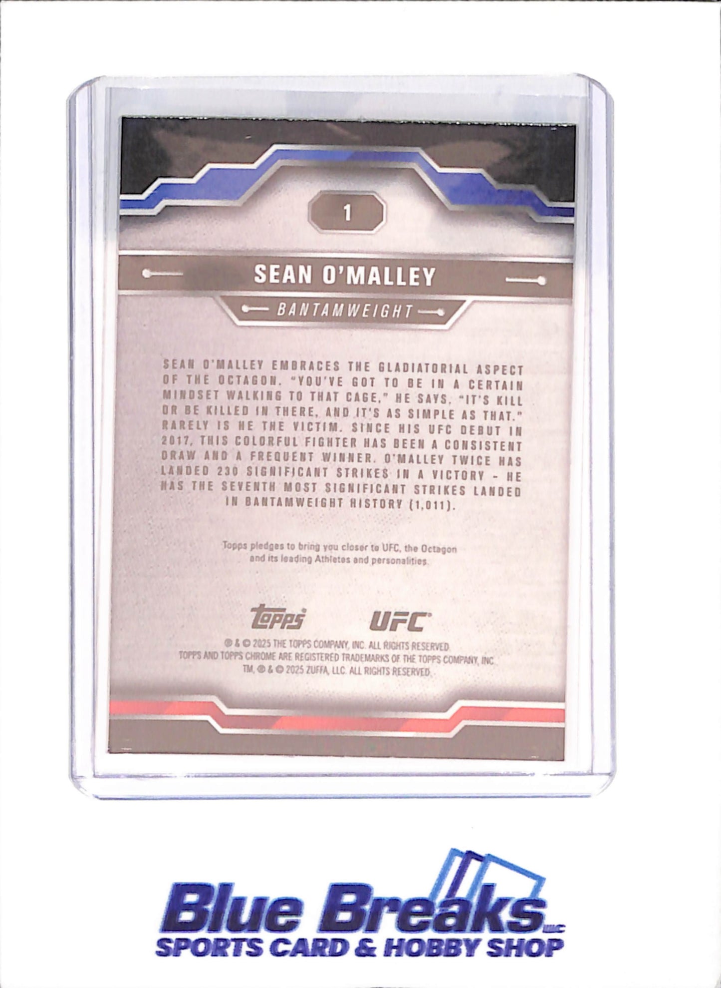 2025 Topps Chrome Sapphire - Sean O'Malley - 71/75 - UFC - #1 - drop