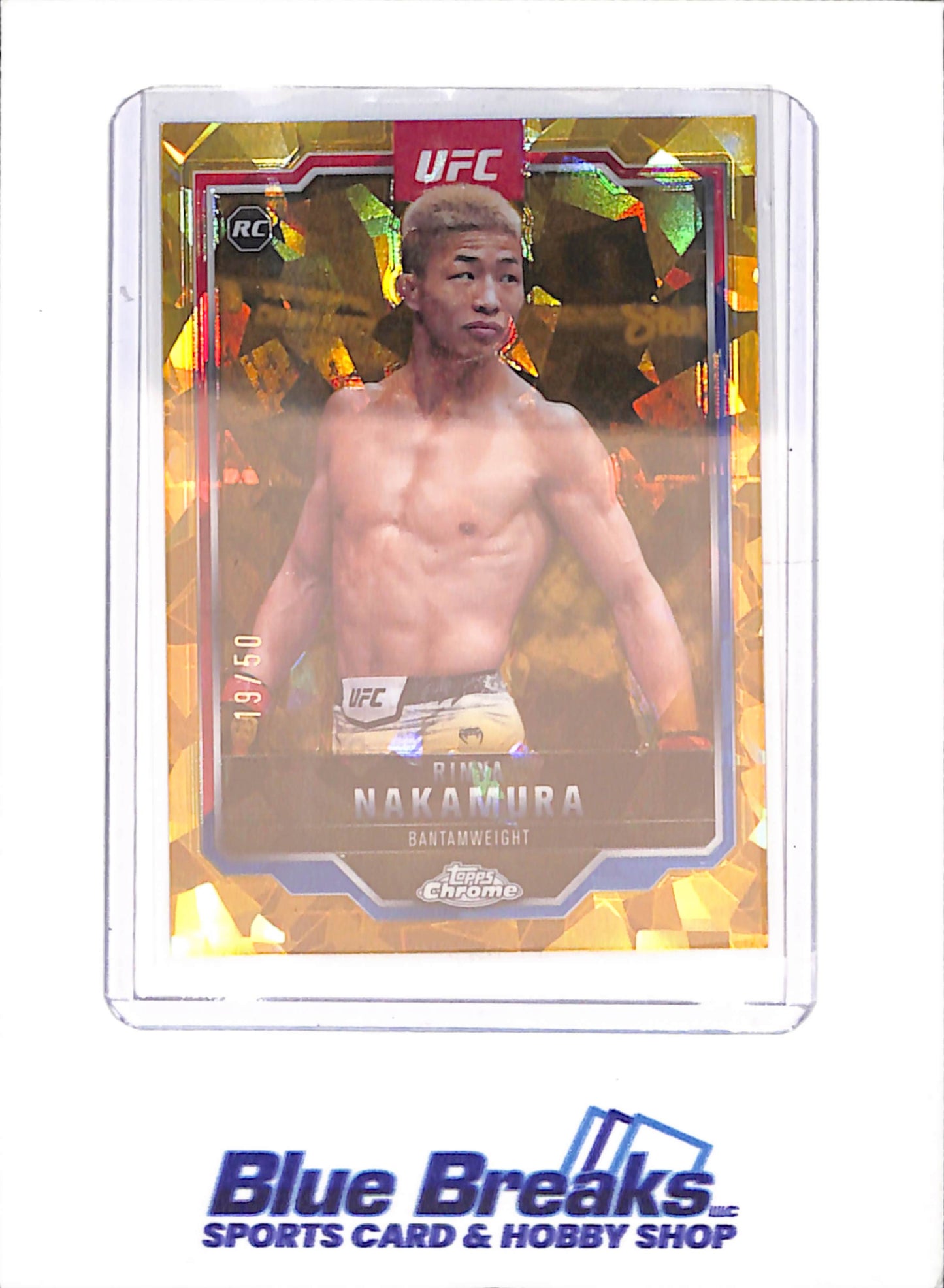 2025 Topps Chrome Sapphire - Rinya Nakamura - 19/50 - Gold - 19/50 - UFC - #128 - drop