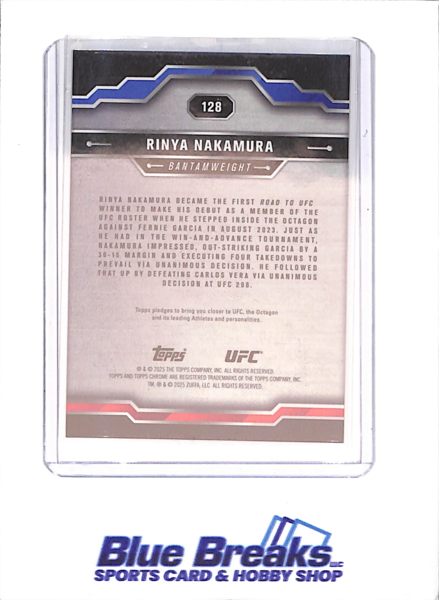 2025 Topps Chrome Sapphire - Rinya Nakamura - 19/50 - Gold - 19/50 - UFC - #128 - drop
