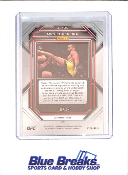 2023 Panini Prizm - Michel Pereira - Teal - 8/49 - UFC - #192 - drop