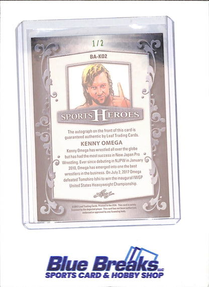 2017 Leaf Metal Sports Heroes - Kenny Omega - Green Autograph - 1/2 - Wrestling - #BA-K02 - drop