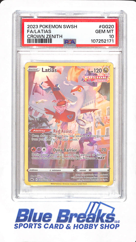 2023 Pokemon Sword & Shield Crown Zenith - Latias Full Art - PSA GEM MT 10 - #GG20/GG70