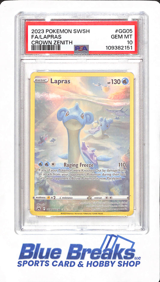 2023 Pokemon Sword & Shield Crown Zenith - Lapras Full Art - PSA GEM MT 10 - #GG05/GG70