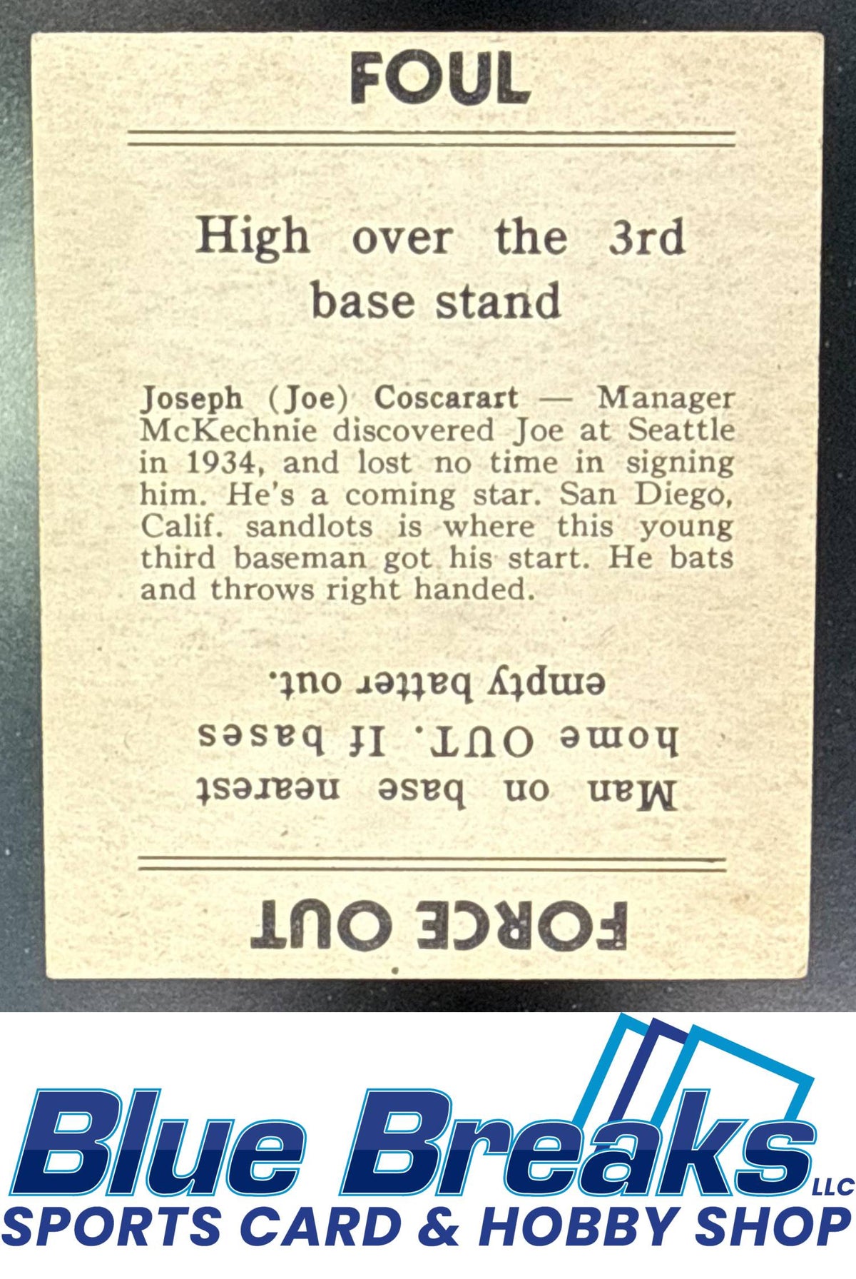 1936 Goudey R322 Joe Coscarart #NNO Boston Braves Atlanta Braves