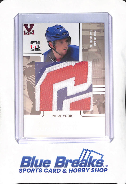 2010 In The Game Superlative Jumbo Emblem - Marian Gaborik - New York Rangers - Hockey - Game-Used Relic - 1 of 1 - #JE-09