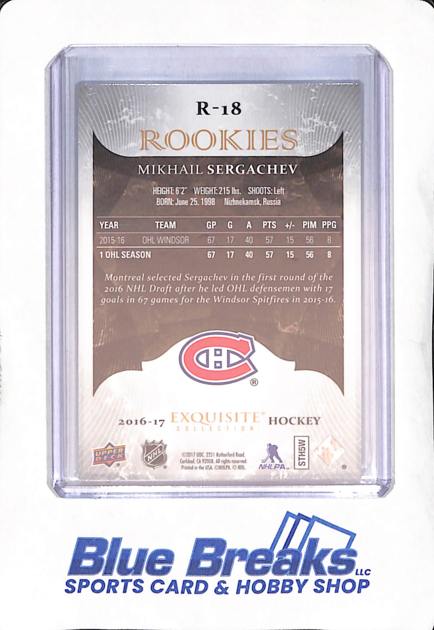 2016-2017 Upper Deck Exquisite Collection - Mikhail Dergachev - Rookies - Montreal Canadiens - Hockey - 118/299 - #R-18