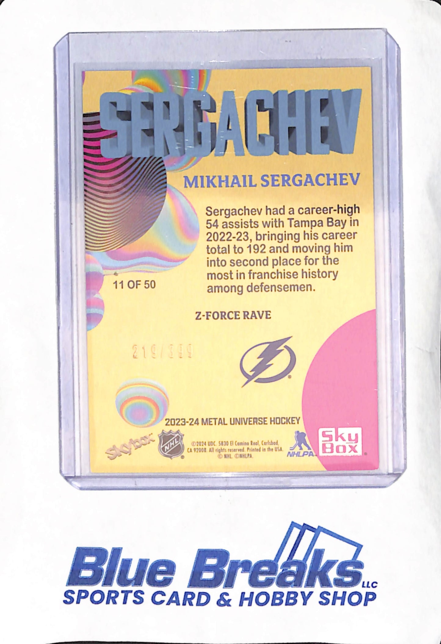 2023-24 Metal Universe - Mikhail Sergachev - Z-Force Rave - Tampa Bay Lightning - Hockey - 219/399 - #11 0f 50