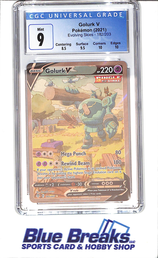 2021 Pokemon - Golurk V - Evolving Skies - CGC 9 - 182/203