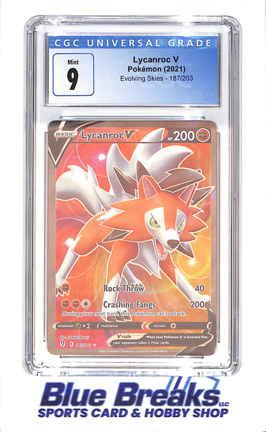 2021 Pokemon - Lycanroc V - Evolving Skies - CGC 9 - 187/203