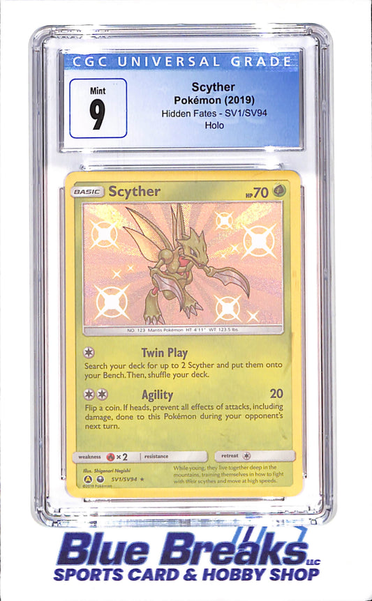 2019 Pokemon - Scyther - Hidden Fates - Holo - CGC 9 - SV1/SV94 - drop