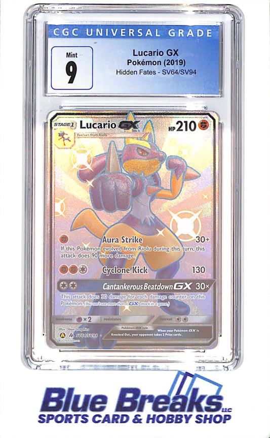 2019 Pokemon - Lucario GX - Hidden Fates - CGC 9 - SV64/SV94