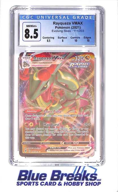 2021 Pokemon - Rayquaza VMAX - Evolving Skies - CGC 8.5 - 111/203