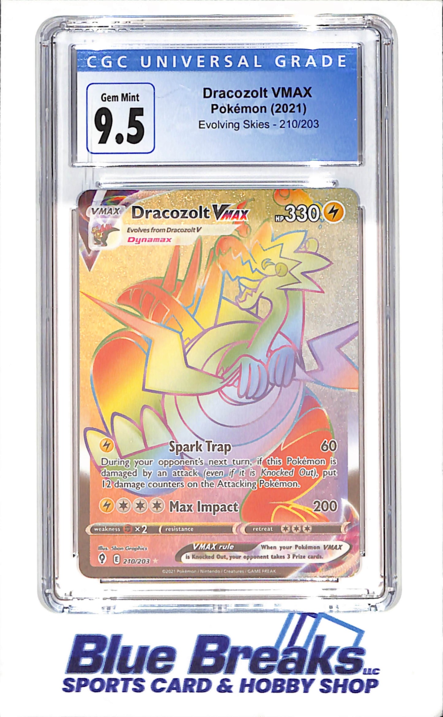 2021 Pokemon - Dracozolt VMAX - Evolving Skies - CGC 9.5 - 210/203