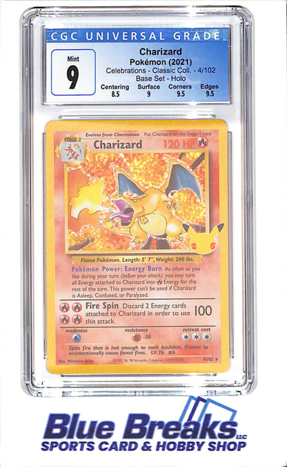2021 Pokemon - Charizard - Celebrations - Classic Collection Base Set Holo - CGC 9 - 4/102