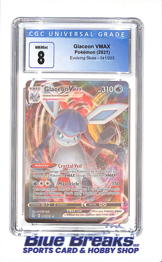 2021 Pokemon - Glaceon VMax - Evolving Skies - CGC 8 - 041/203