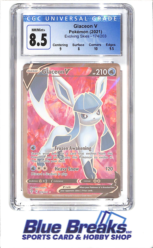2021 Pokemon - Glaceon V - Evolving Skies - CGC 8.5 - 174/203