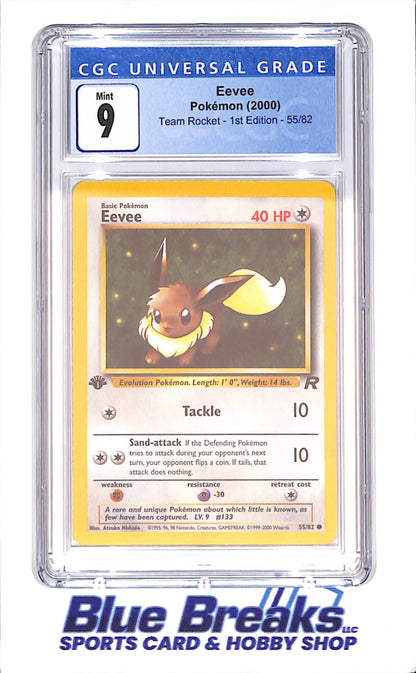 2000 Pokemon - Eevee - Team Rocket - 1st Edition - CGC 9 - 55/82