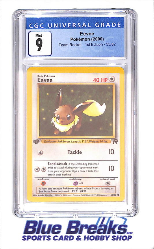 2000 Pokemon - Eevee - Team Rocket - 1st Edition - CGC 9 - 55/82 - drop