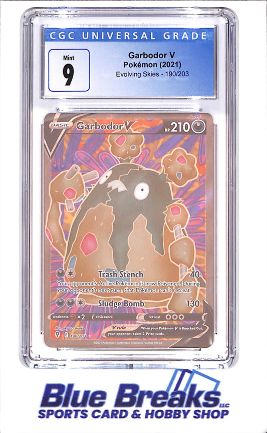 2021 Pokemon - Garbodor V - Evolving Skies - CGC 9 - 190/203 - drop