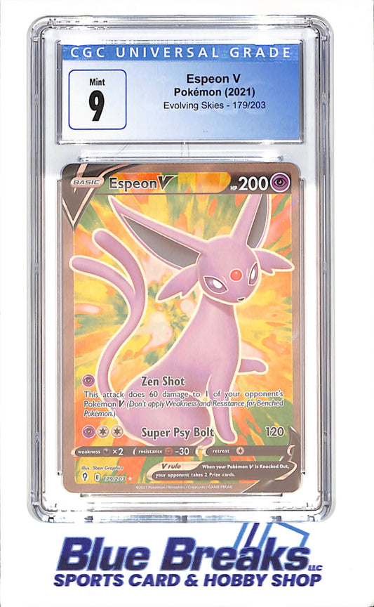 2021 Pokemon - Espeon V - Evolving Skies - CGC 9 - 179/203