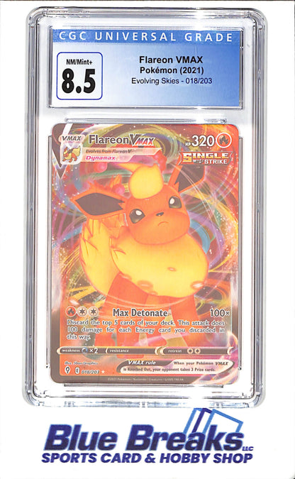 2021 Pokemon - Flareon VMAX - Evolving Skies - CGC 8.5 - 018/203