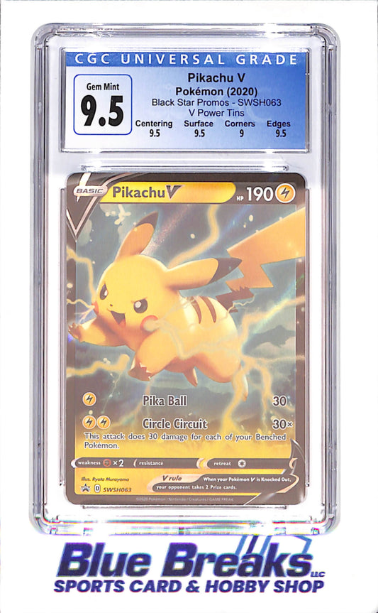 2020 Pokemon - Pikachu V - Black Star Promos - V Power Tins - CGC 9.5 - SWSH063 - drop