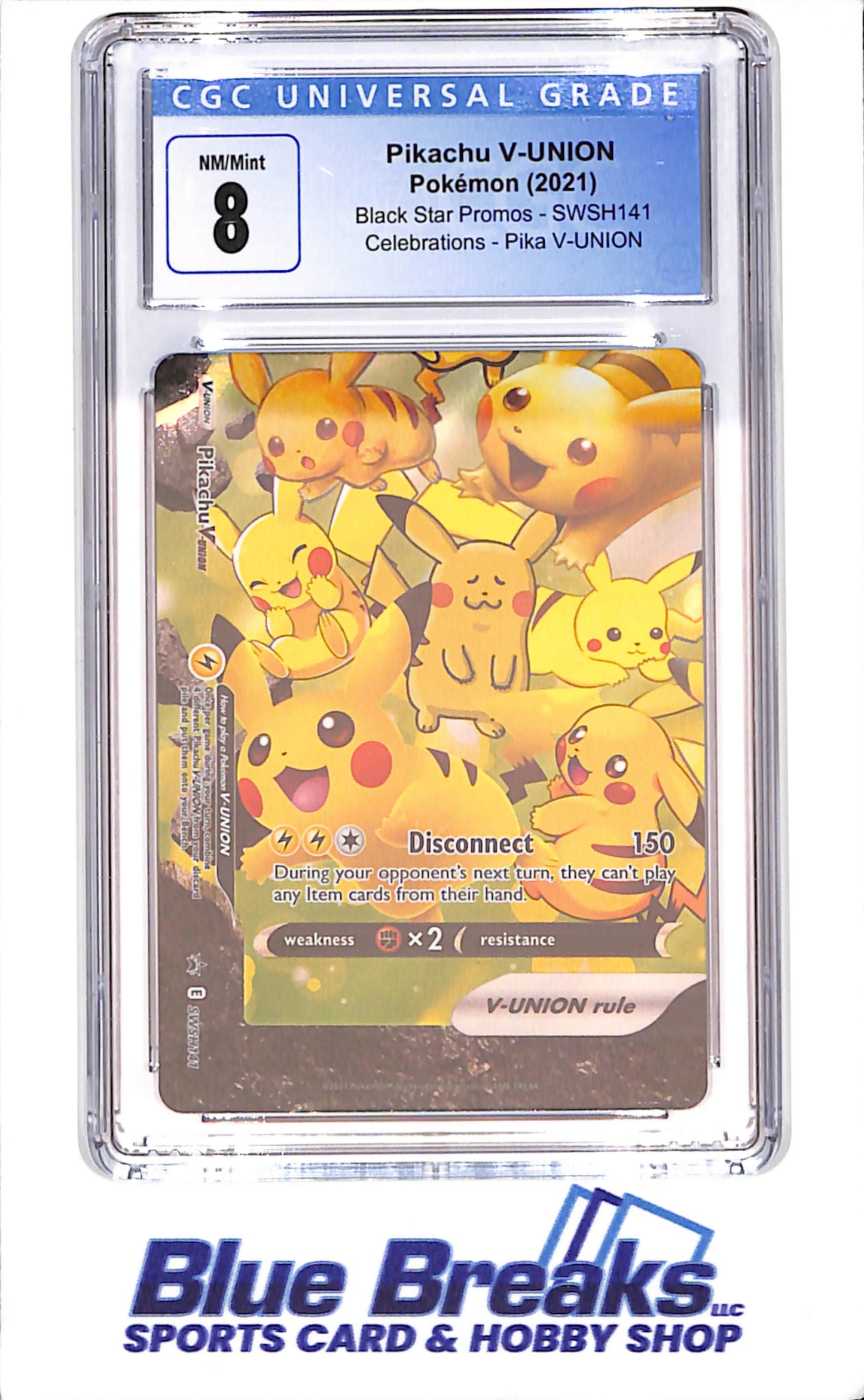 2021 Pokemon - Pikachu V-Union - Black Star Promos - Celebrations - Pika - V-Union - CGC 8 - SWSH141