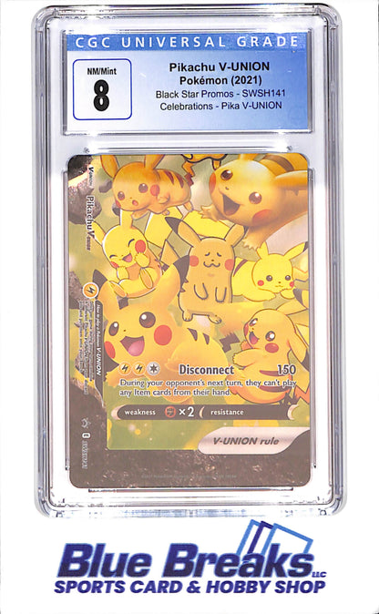 2021 Pokemon - Pikachu V-Union - Black Star Promos - Celebrations - Pika - V-Union - CGC 8 - SWSH141