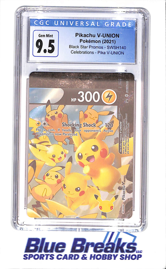 2021 Pokemon - Pikachu - Pika V-Union - Black Star Promos - Celebrations - CGC 9.5 - SWSH140 - drop
